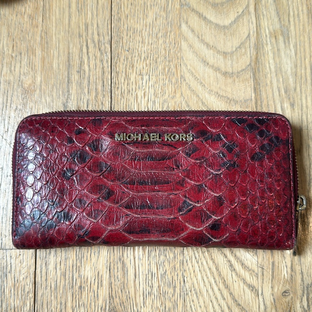 Michael Kors Red Snakeskin Wallet